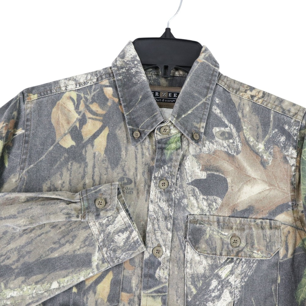 Vintage Jerzees Outdoors Camo Shirt Boy XL Mossy Oak Break Up Button Up Hunting